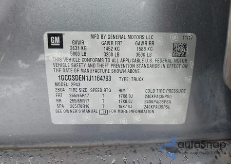 2018 Chevrolet Colorado Z71 z USA, uszkodzony, nr VIN 1GCGSDEN1J1164793